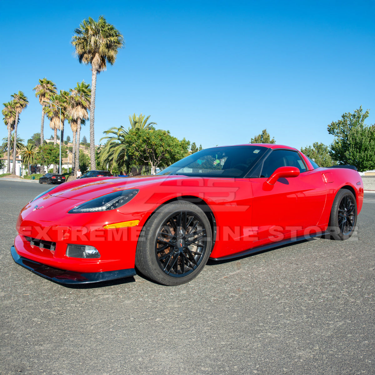 Corvette C6 Base Model Extended Front Splitter Lip Side Skirts Rocker Panels image 8