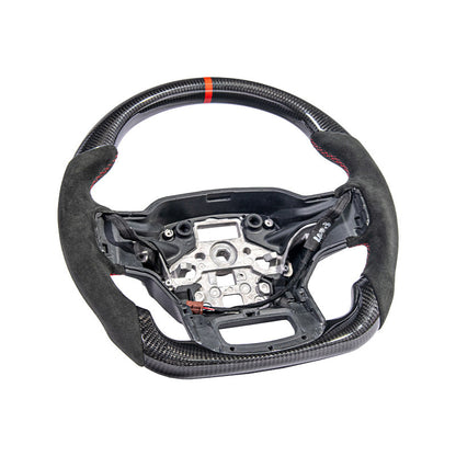 2021-Up Ford F-150 CARBON FIBER Alcantara Leather Red Stripe Steering Wheel image 2