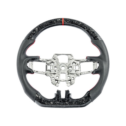 2018-23 Ford Mustang Forged Carbon Fiber Perforated Leather Steering Wheel | Red Stripe image 10