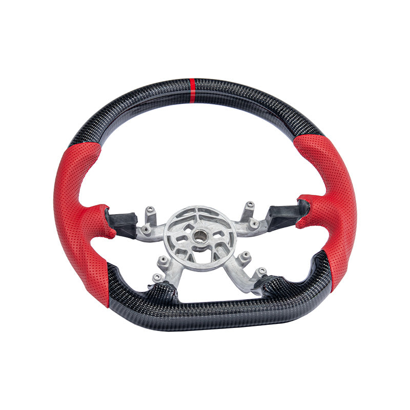 1997-04 Corvette C5 CARBON FIBER Red Perforated Leather Stripe Steering Wheel image 2