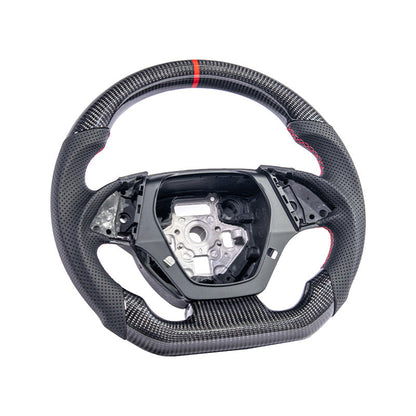 2016-2024 CAMARO CARBON FIBER Perforated Leather Red Stripe Steering Wheel image 1