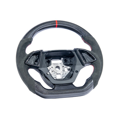 2016-2024 CAMARO CARBON FIBER Black Alcantara Red Stripe Steering Wheel image 2