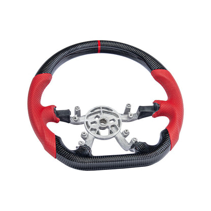 1997-04 Corvette C5 CARBON FIBER Red Perforated Leather Stripe Steering Wheel image 1