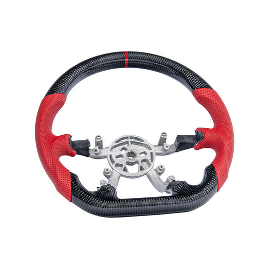 1997-04 Corvette C5 CARBON FIBER Red Perforated Leather Stripe Steering Wheel image 1