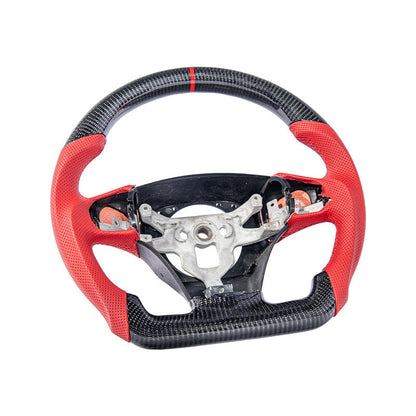 2006-13 Corvette C6 CARBON FIBER Red Perforated Leather Stripe Steering Wheel image 2
