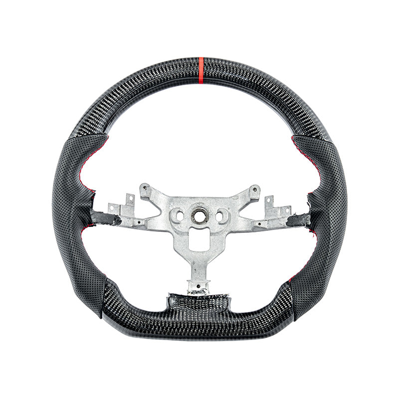 2006-13 Corvette C6 CARBON FIBER Perforated Leather Red Stripe Steering Wheel image 2