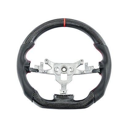 2006-13 Corvette C6 CARBON FIBER Perforated Leather Red Stripe Steering Wheel image 2
