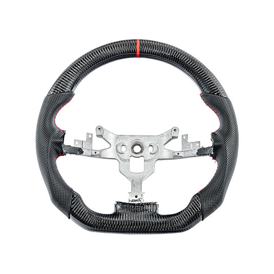 2006-13 Corvette C6 CARBON FIBER Perforated Leather Red Stripe Steering Wheel image 2
