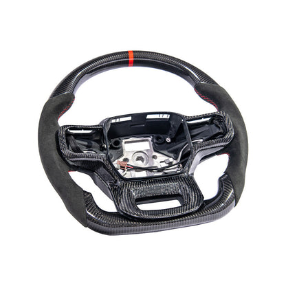 2021-Up Ford F-150 CARBON FIBER Alcantara Leather Red Stripe Steering Wheel image 1