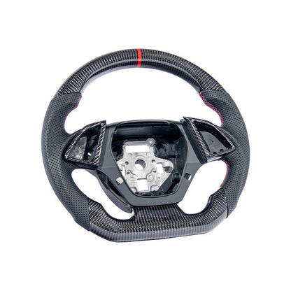 2016-2024 CAMARO CARBON FIBER Perforated Leather Red Stripe Steering Wheel image 12