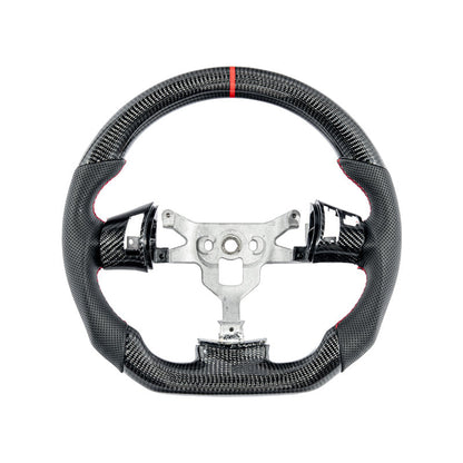 2006-13 Corvette C6 CARBON FIBER Perforated Leather Red Stripe Steering Wheel image 1