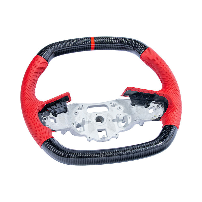 Corvette C8 CARBON FIBER Red Perforated Leather Stripe Steering Wheel image 2