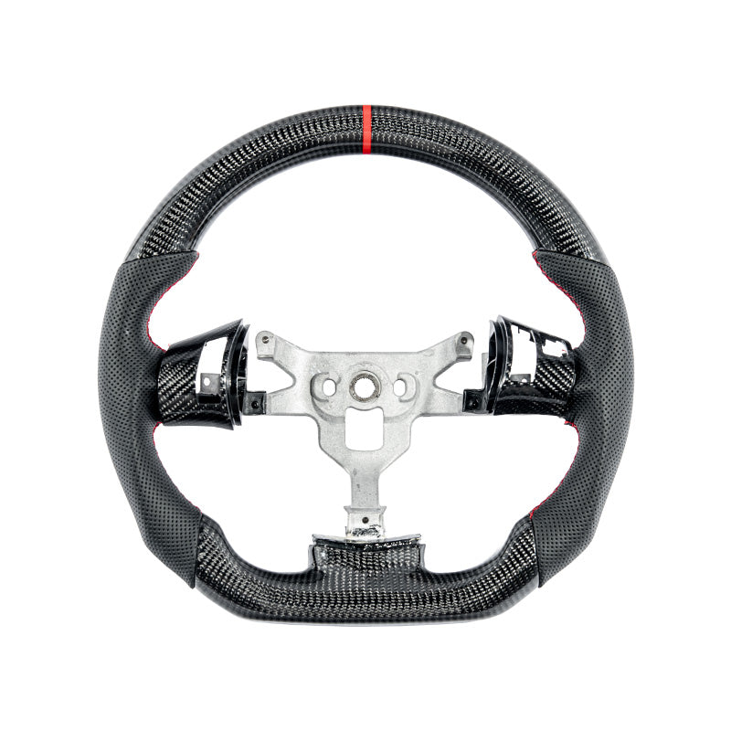 2006-13 Corvette C6 CARBON FIBER Perforated Leather Red Stripe Steering Wheel image 27