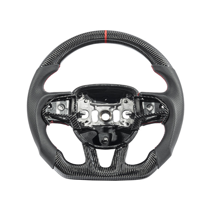 2015-23 Challenger Carbon Fiber Peforated Leather Steering Wheel image 2