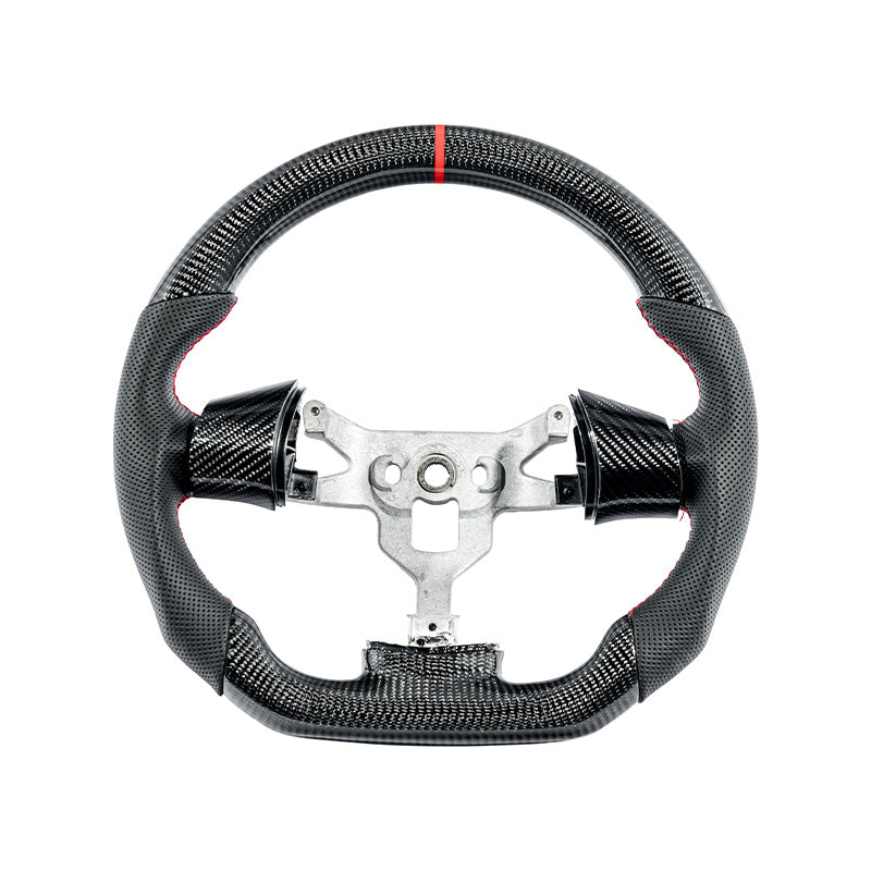 2006-13 Corvette C6 CARBON FIBER Perforated Leather Red Stripe Steering Wheel image 10