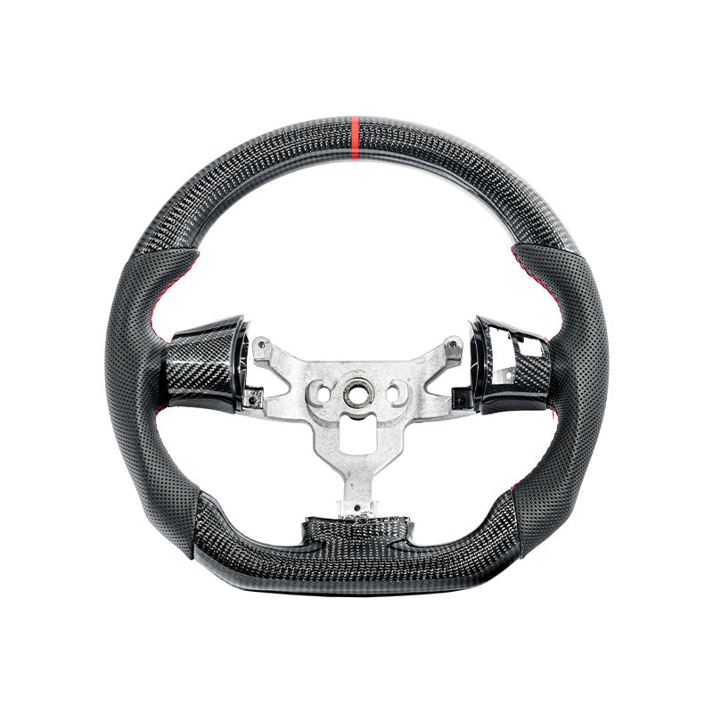 2006-13 Corvette C6 CARBON FIBER Perforated Leather Red Stripe Steering Wheel image 19