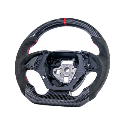 2016-2024 CAMARO CARBON FIBER Black Alcantara Red Stripe Steering Wheel image 1