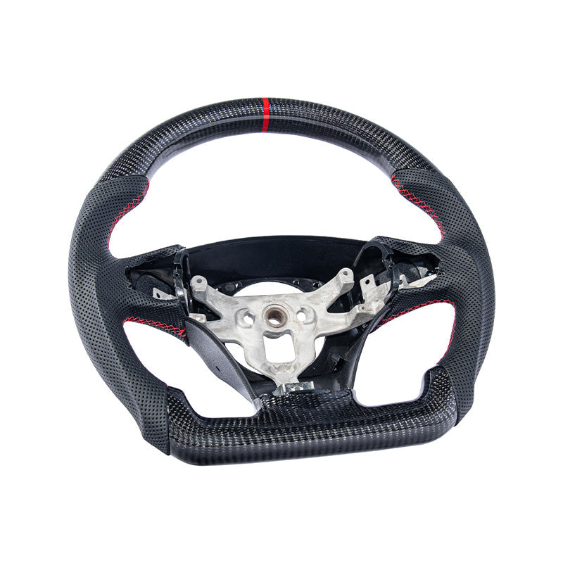 2006-13 Corvette C6 CARBON FIBER Perforated Leather Red Stripe Steering Wheel image 50
