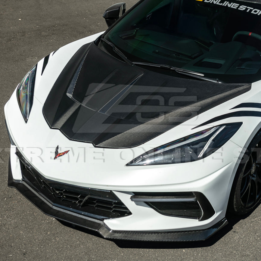 Corvette C8 Models EOS Performance Track Style Double Sided Dry Carbon Fiber Front Hood image 5