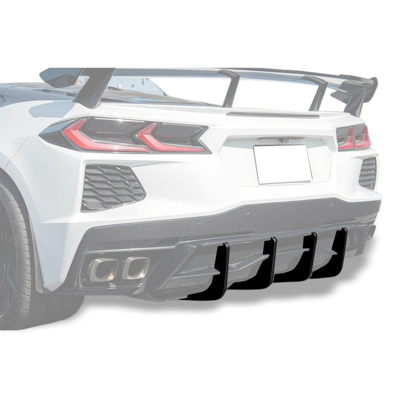 Corvette C8 Stingray DRY CARBON FIBEr Add-On Rear Diffuser Fin image 1