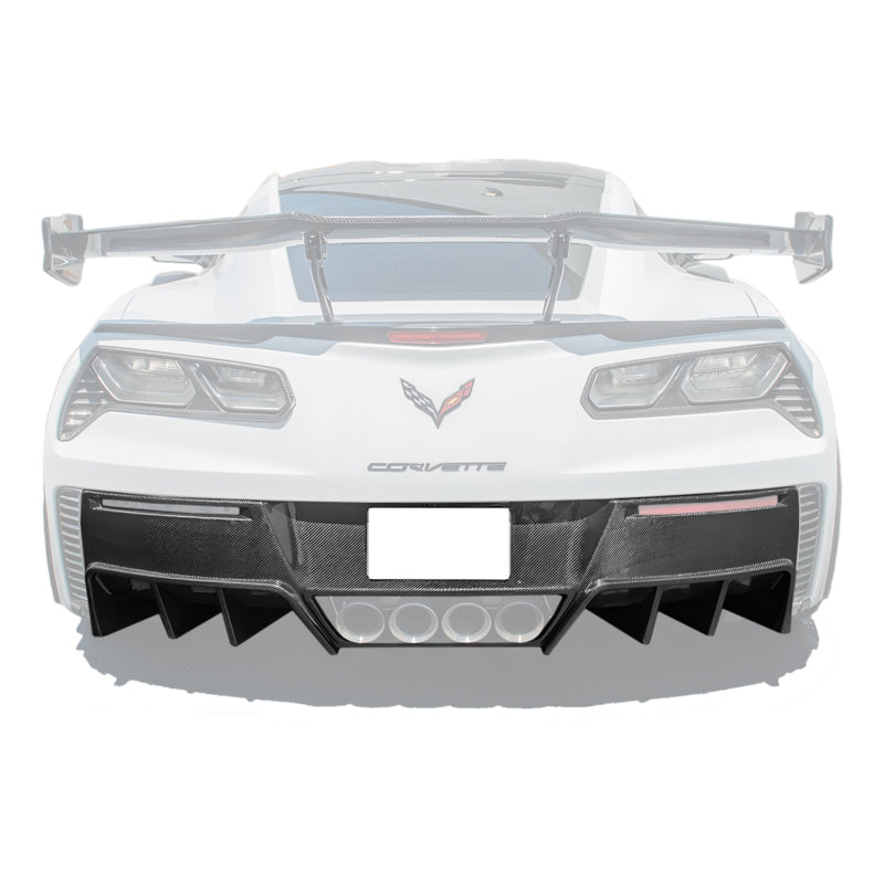 Corvette C7 Factory DRY CARBON FIBER Finned Rear Diffuser image 1