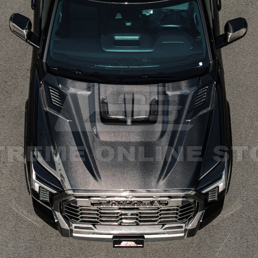 2022-Up Toyota Tundra | EOS CARBON FIBER Front Vented Hood Cover w/ Side Vent image 39