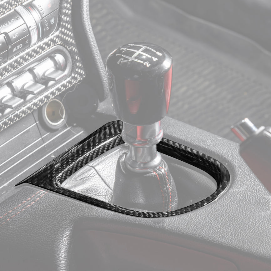 2015-23 Ford Mustang DRY CARBON FIBER Center Gear Shift Panel Trim Cover image 3