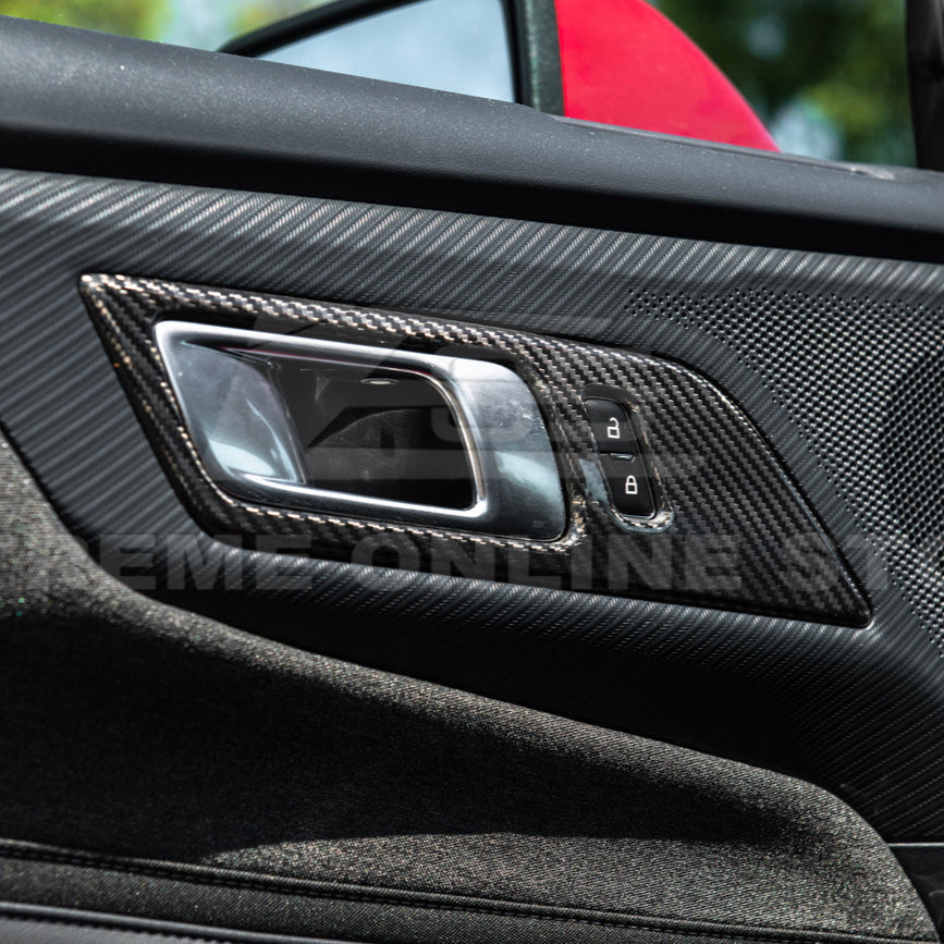 2024-Up Ford Mustang DRY CARBON FIBER Door Handle Panel Cover image 3