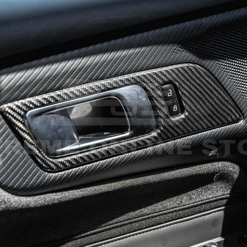 2024-Up Ford Mustang DRY CARBON FIBER Door Handle Panel Cover image 6
