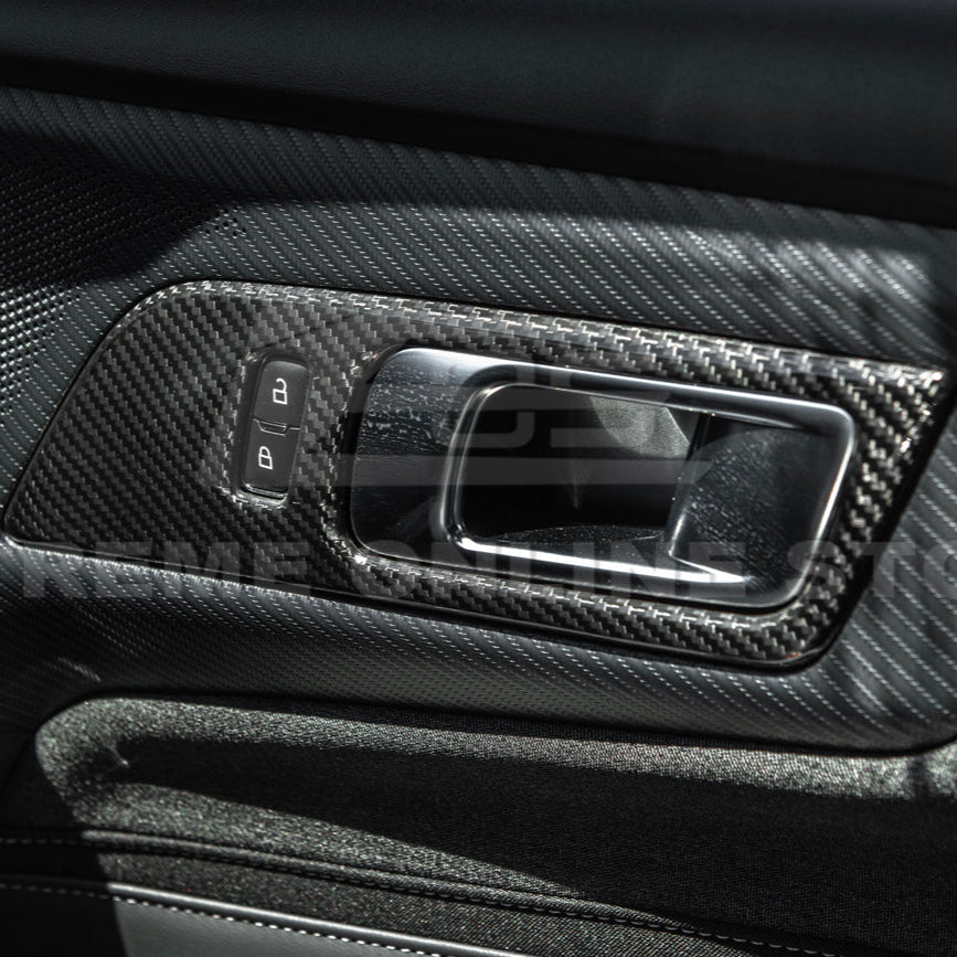 2024-Up Ford Mustang DRY CARBON FIBER Door Handle Panel Cover image 7