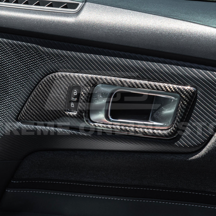 2024-Up Ford Mustang DRY CARBON FIBER Door Handle Panel Cover image 8