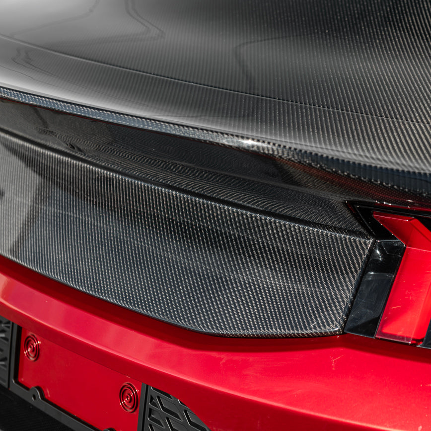 2024-Up Ford Mustang S650 | Super Snake Style Carbon Fiber Rear Trunk Lid with Integrated Spoiler image 12