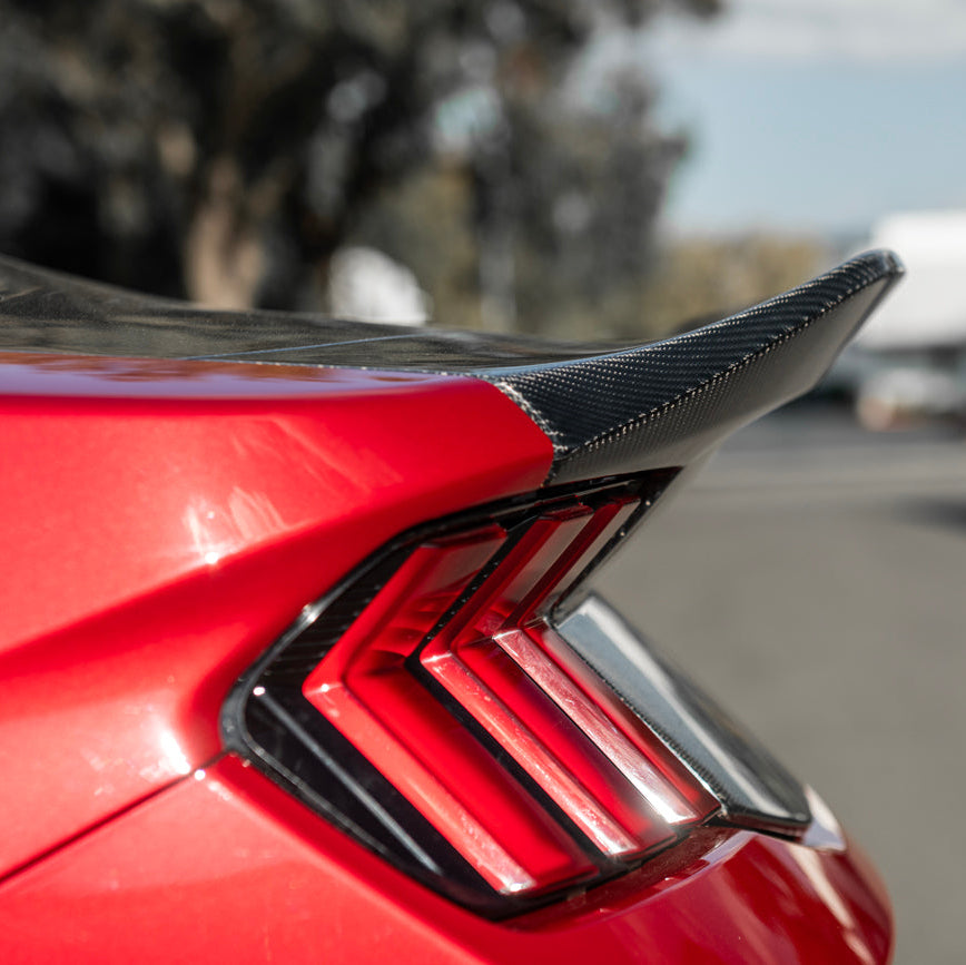 2024-Up Ford Mustang S650 | Super Snake Style Carbon Fiber Rear Trunk Lid with Integrated Spoiler image 9