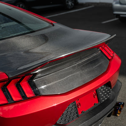 2024-Up Ford Mustang S650 | Super Snake Style Carbon Fiber Rear Trunk Lid with Integrated Spoiler image 10