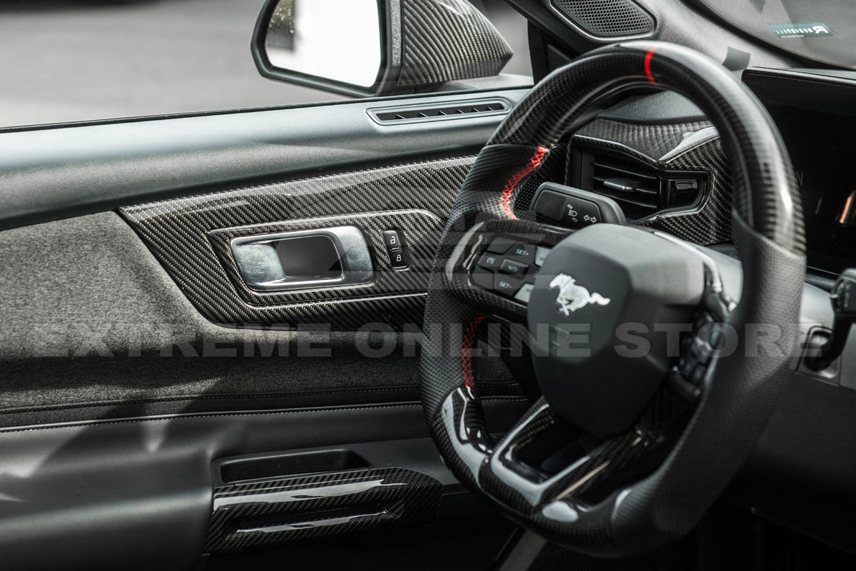 2024-Up Ford Mustang DRY CARBON FIBER Door Speaker Panel Trim Cover image 4