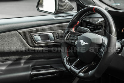 2024-Up Ford Mustang DRY CARBON FIBER Door Speaker Panel Trim Cover image 4