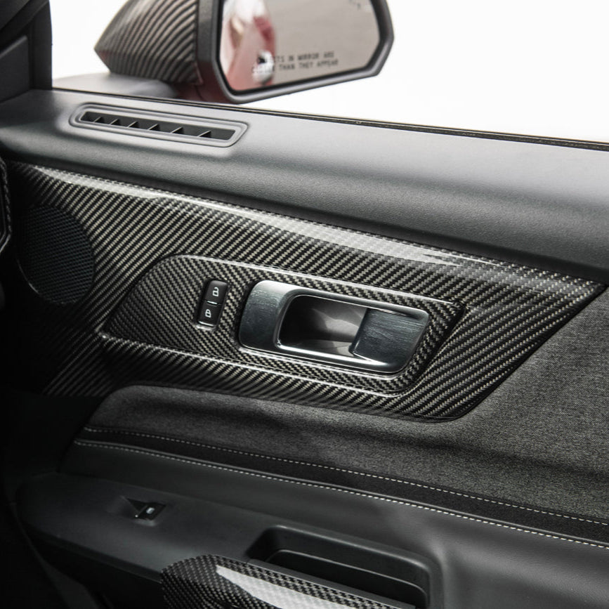 2024-Up Ford Mustang DRY CARBON FIBER Door Speaker Panel Trim Cover image 2