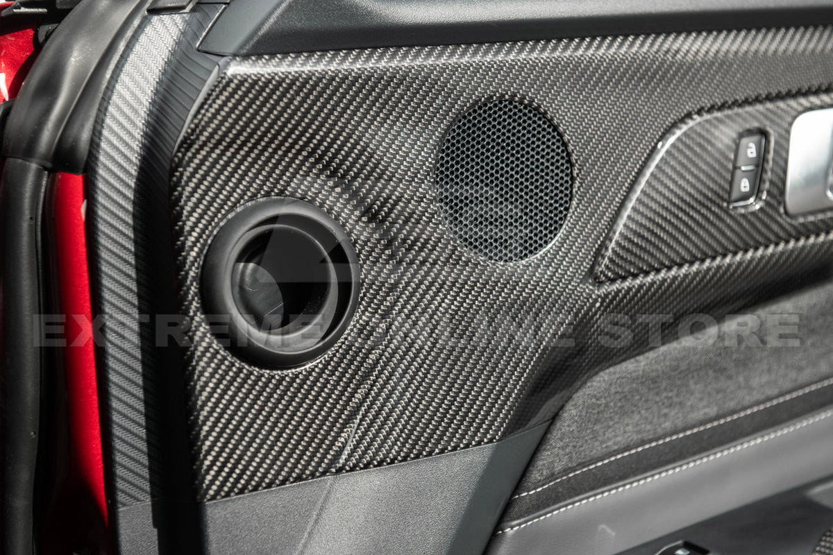 2024-Up Ford Mustang DRY CARBON FIBER Door Speaker Panel Trim Cover image 8