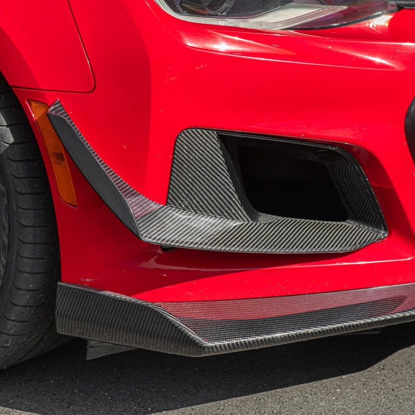 2019-24 Camaro ZL1 1LE Dry Cabon Fiber Front Air Duct Bezels & Canard Dive Planes image 2