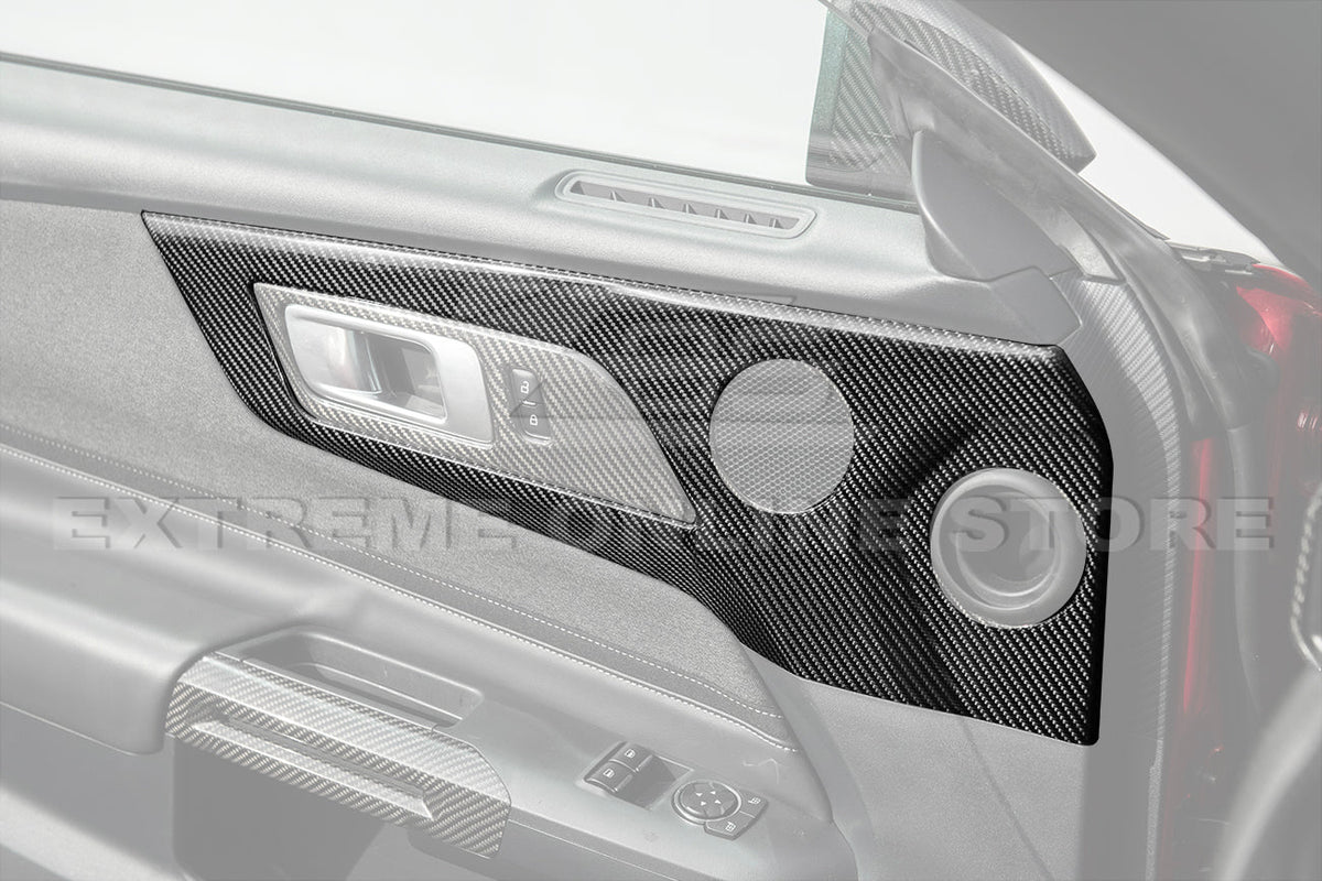 2024-Up Ford Mustang DRY CARBON FIBER Door Speaker Panel Trim Cover image 3