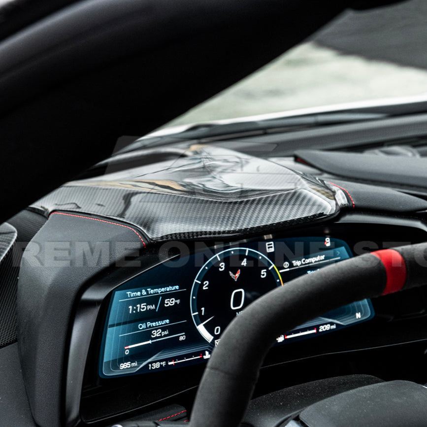 Corvette C8 DRY CARBOn FIBER Upper Dashboard Instrument Panel Cover image 6