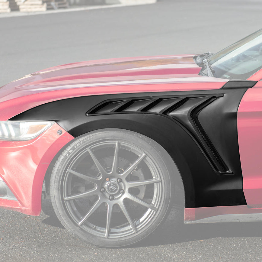 2015-17 Ford Mustang S550 | GTD Style Primed Black Front Side Vented Fenders image 1