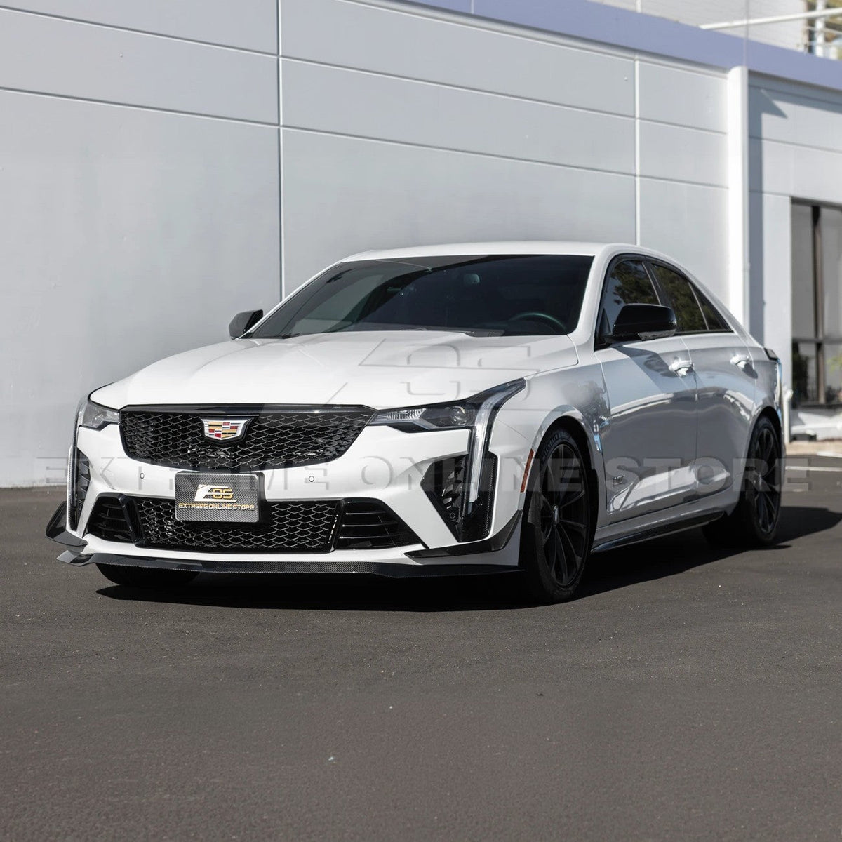 2020-Up Cadillac CT4-V Blackwing Front Lip Splitter Carnards image 4