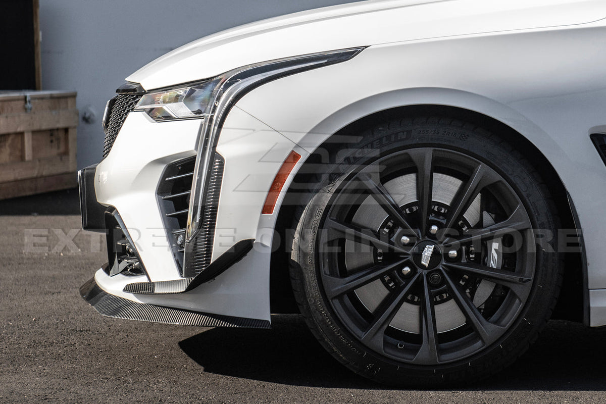 2020-Up Cadillac CT4-V Blackwing Front Lip Splitter Winglets Side Skirts image 6