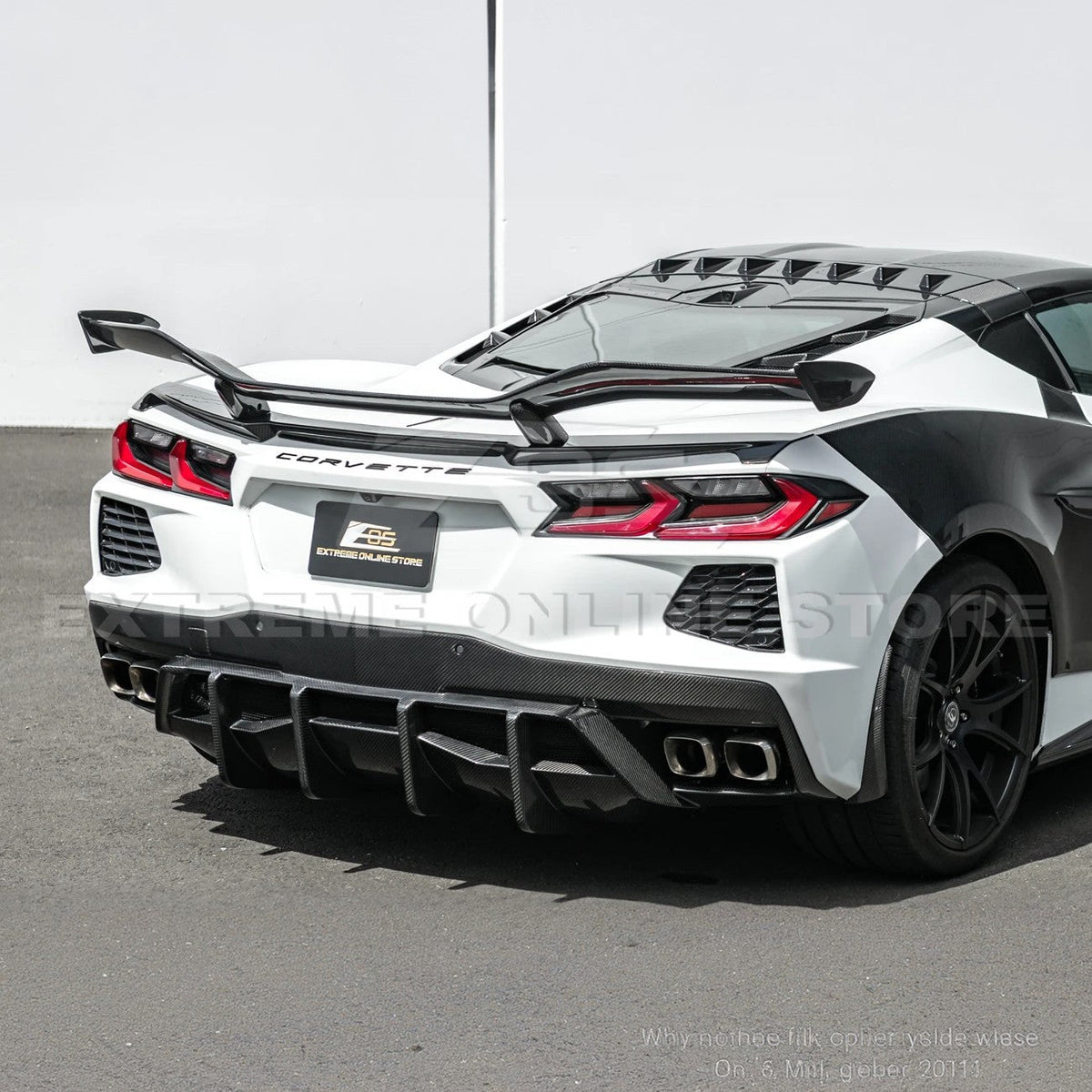2020-Up Corvette C8 DRY CARBON FIBER Rear Bumper Diffuser Quad Exit image 9