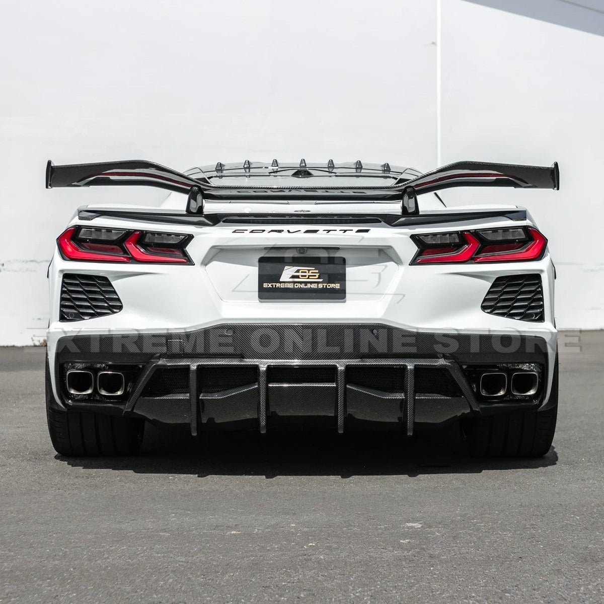 2020-Up Corvette C8 DRY CARBON FIBER Rear Bumper Diffuser Quad Exit image 6