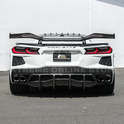 2020-Up Corvette C8 DRY CARBON FIBER Rear Bumper Diffuser Quad Exit image 6