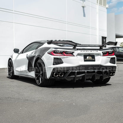 2020-Up Corvette C8 DRY CARBON FIBER Rear Bumper Diffuser Quad Exit image 4