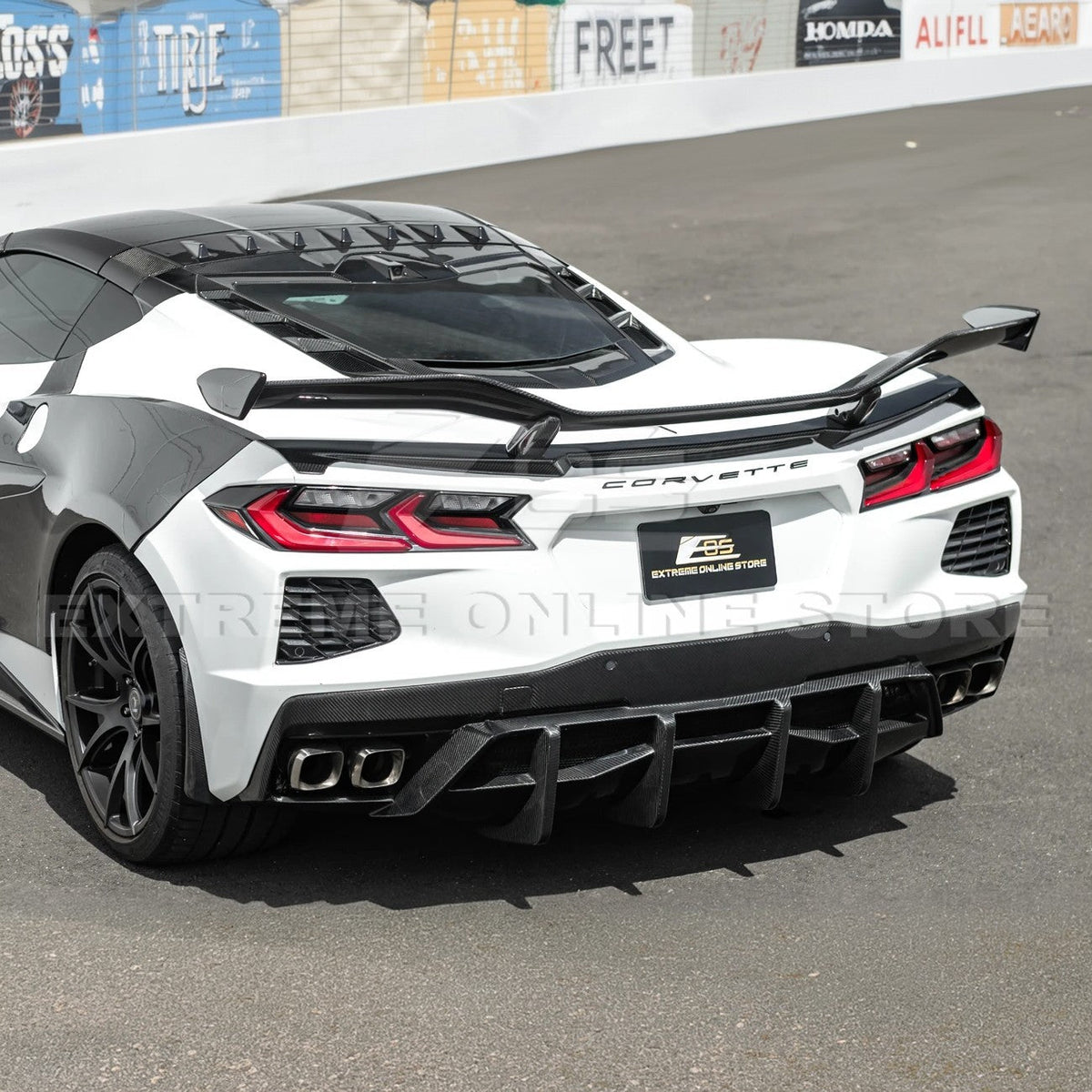 2020-Up Corvette C8 DRY CARBON FIBER Rear Bumper Diffuser Quad Exit image 5