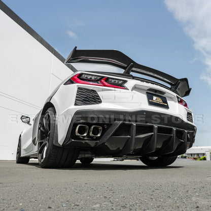 2020-Up Corvette C8 DRY CARBON FIBER Rear Bumper Diffuser Quad Exit image 11
